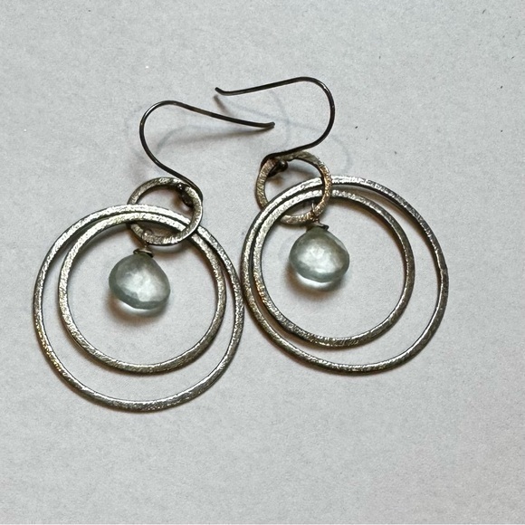 Stella & Dot Jewelry - Stella & Dot Double Hoop Earrings with Blue/Green Stone